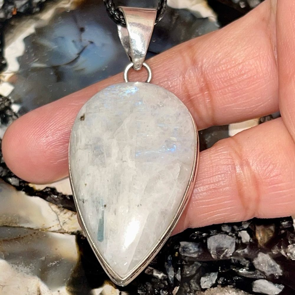Teardrop Shape Moonstone Pendant 2 1/4” - Picture 5 of 17